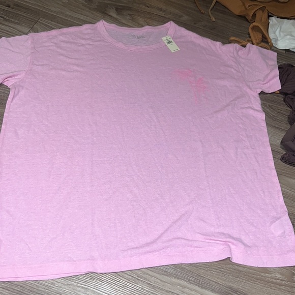 🌴 Aerie breezy t shirt palm tree pink NWT - Picture 2 of 6